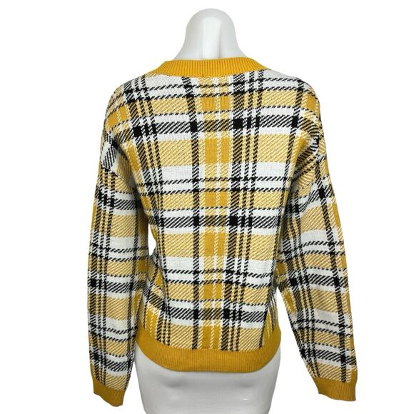 H&M Divided Multicolor Plaid Crew Neck Long Sleeve Pullover Casual Sweater Sz M - Picture 2 of 4